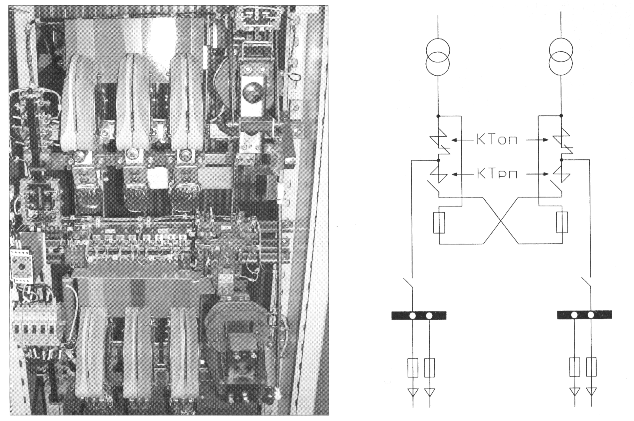 Однолинейная электрическая схема и общий вид АВР на КС типа ПДУ-8302